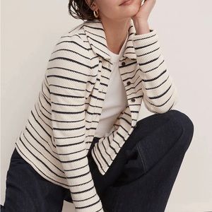 Madewell Striped Button-Front Collared Cardigan